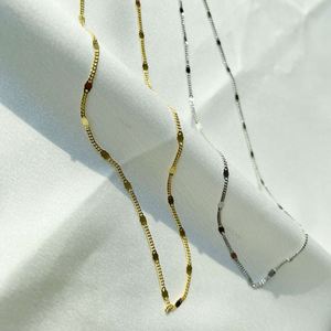 Collar de Cadena Plana Tipo Serpiente de Plata de Ley 925 con Baño de Oro de 18k, Diseño Personalizado Moderno Dylam, Joyería para Mujer a Bajo Precio - Product Image 4