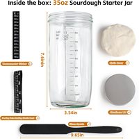 Kit de pot de départ de levain avec bande d'alimentation marquée par la date, thermomètre, grattoir de pot de Fermentation de levain, couverture en tissu