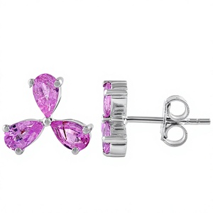 <b>Pink</b> <b>Sapphire</b> <b>Earring</b> in 925 Sterling Silver - Product Image 5