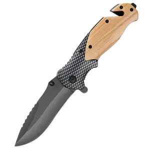 2024 chất lượng cao Olive gỗ xử lý dao chiến thuật đa chức năng thép không gỉ gấp Pocket Knife cho cắm trại Survival