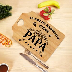 Planche à découper rectangulaire en bambou PAPA Text Flames Stars Design - 1 cm d'épaisseur Origine Chine - <span class=keywords><strong>Cadeau</strong></span> de fête des pères pour papa fils fille - Product Image 5