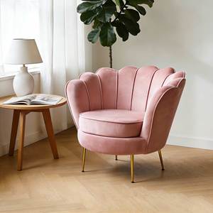 เก้าอี้พักผ่อนกำมะหยี่ลายดอกไม้ CARLFORD รุ่นโมเดิร์น พร้อมขาสีทอง สำหรับใช้ในบ้าน ห้องนั่งเล่น หรือโรงแรม - Product Image 6