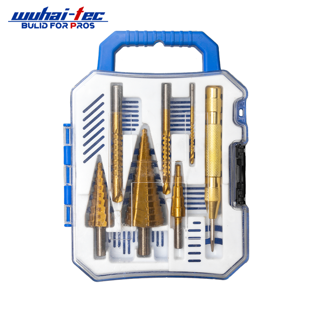 7PCS Titanium Step Drill Bit Set HSS Steel Metal Hole Cutter Wood Cone Core Drilling Hole Saw Tool Twist Saw Drill