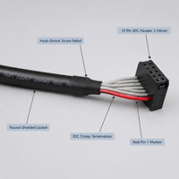 Rundes Abgeschirmtes Flachbandkabel 10-polig 2,54mm IDC-Buchsenstecker für Interne Motherboard-Verbindung 28AWG