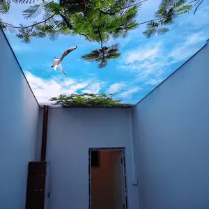 ZHIHAI großer dekorativer Film 3d visueller Himmel Baum Vögel drucken PVC-Decken film