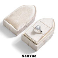 Boîte à bagues en velours personnalisée avec logo, 2 emplacements, forme de balle, emballage de bijoux vintage de luxe pour fiançailles, mariage, mini coffret cadeau portable