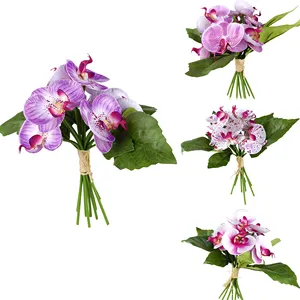 Nouveau lancement fleurs artificielles de haute qualité 9 têtes papillon orchidée bouquet vitrine décorative