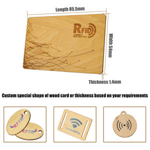 Tarjetas de Visita NFC Programables de Madera, Tarjetas RFID de Madera Personalizadas con Chip RFID Grabado con Láser, Tarjeta de Control de Acceso NFC de Madera - Product Image 2