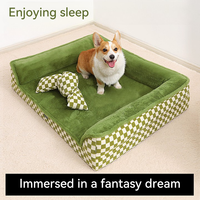 Canapé pour animaux de compagnie personnalisé en plaid d'hiver, lit orthopédique pour chien, coussin avec oreiller, moderne, lavable, grand coussin doux pour chien