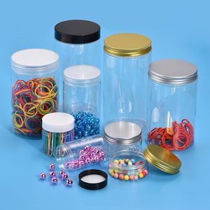 Grands pots cosmétiques en PET de 200 ml, 250 ml, 300 ml, pots à crème, contenants à gommage en plastique, pots de conservation alimentaire avec bouchon noir ou argenté pour soins personnels - Product Image 5
