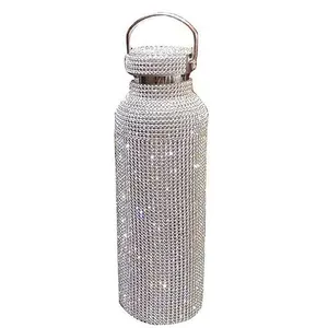 Diamond Termos Botol Piala Botol Air Berkilau High-End Terisolasi Botol Bling Berlian Imitasi, hadiah untuk Pria dan Wanita