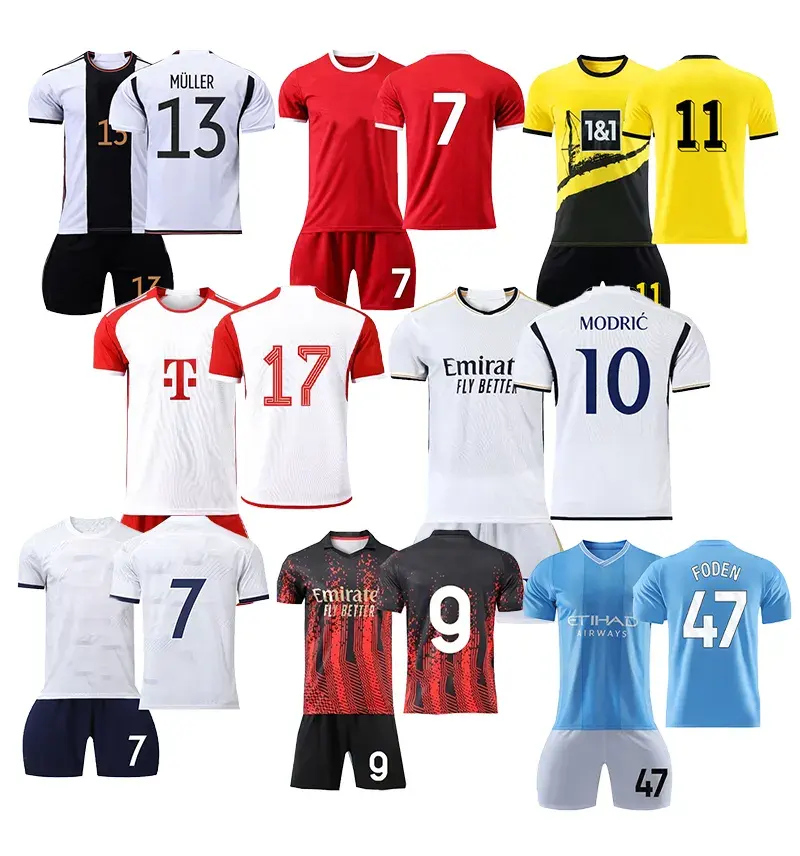 A buon mercato acquistare maglie da calcio della gioventù di qualità in Thailandia all'ingrosso all'ingrosso per la squadra set di calcio uniforme alla rinfusa maglie da calcio