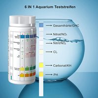 Bandelettes de Test pour Aquarium 6 en 1, Kit de Test pour Aquarium à 100 bandes pour tester le PH, le Nitrite, le Nitrate et le chlore général