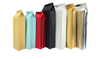 Sacs d'emballage pour café personnalisés, auto-scellants, en aluminium, en PET mat enduit d'aluminium, à huit côtés, thermoscellables, avec valve à air, qualité alimentaire