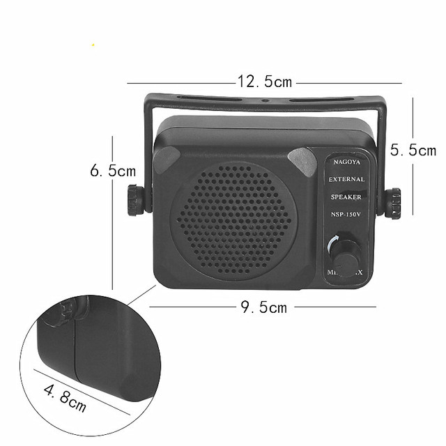 Big Sound Mini Flat CB Radio Ham External Speaker 3.5mm Plastic Customized Size Model ATL-250 for Kenwood Motorola