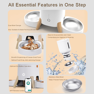 Alimentador Automático <span class=keywords><strong>Pet</strong></span> Com Tigelas De Aço Inoxidável Fácil Limpo Peças Destacáveis Smart APP Control Meal Schedule Timer - Product Image 4