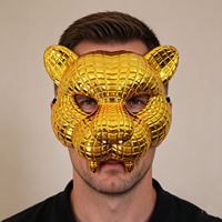 Masque de fête d'Halloween pour adultes, motif tigre doré, écologique, tendance, en plastique, pour carnaval