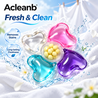 5-en-1 : Capsules de lessive écologiques jetables en forme de cœur, parfum longue durée, perles parfumées, OEM ODM, couleur personnalisée