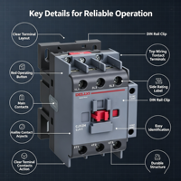 DELIXI CJX2H-3211 Contactor Magnético Trifásico de CA 32A 24V-380V Bobina 50/60Hz Interruptor Electromagnético Industrial para Control de Motor de CA