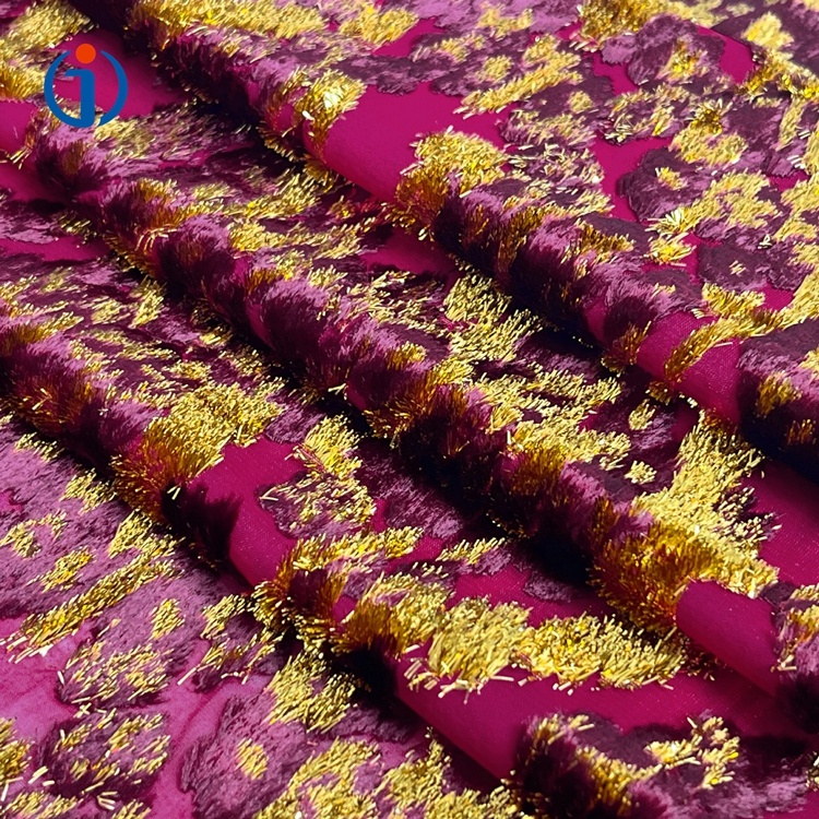 Factory Luxury Woven Nylon Rayon Somali Dirac Metallic Jacquard Floral Burnout Velvet Fabric