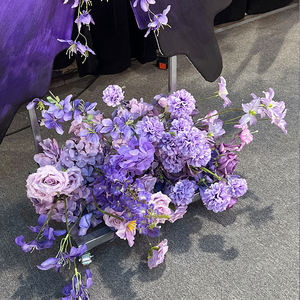 Élégantes murs floraux en soie peints avec un dégradé violet foncé, décoration de fond romantique pour mariage et fête, accessoires - Product Image 3