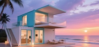 Diseño de Villa de Hotel de Lujo Moderno, Casa Contenedor Prefabricada de 2 Pisos, Vivienda Pequeña