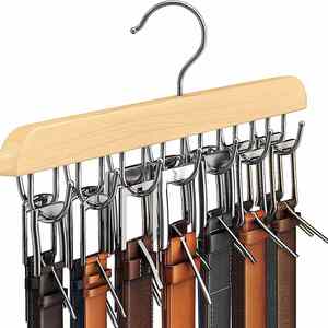 Custom LOGO Ties Tank Tops Scarves Belt Organizer Belt Hanger Wood Belt Rack Closet Accessories with 14 <b>Hooks</b> for Closet - Product Image 1