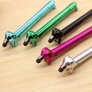 cute animal shape plastic dog stylus ball pen