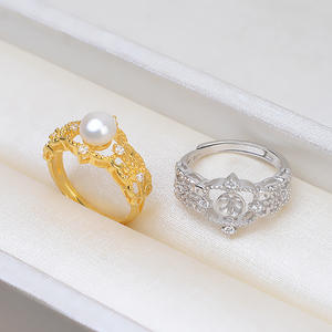 Wenchi S925 Silver Retro Palace <b>Open</b> DIY Pearl Jewelry Accessories Adjustable Removable <b>Ring</b> Holder Fashionable <b>Rings</b> Model - Product Image 2