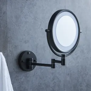 Espelho cosmético de parede LED em aço inoxidável 304 para maquiagem 10 polegadas 5x Ampliação