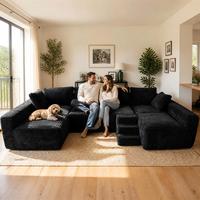 Canapé modulaire inclinable en velours côtelé compressible sous vide, grand ensemble de meubles de salon pour appartement et hôtel