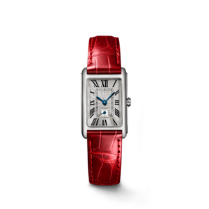 Rectangular Dial Mechanical Watch with Roman Numerals and Leather Strap for Daily and Formal Wear Longinesing - Product Image 1