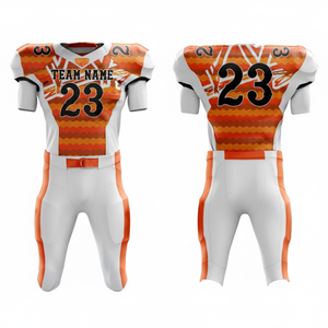 ชุดยูนิฟอร์มอเมริกันฟุตบอลคุณภาพสูง น้ำหนักเบา ไซส์ใหญ่ ดีไซน์ OEM พร้อมคุณสมบัติระบายอากาศ ป้องกันแบคทีเรีย และแห้งเร็ว - Product Image 1