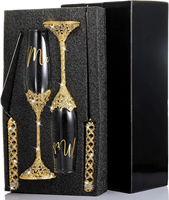 Ensemble de verres à champagne et spatule de style romantique pour mariage, verres à champagne de luxe en or et diamant, ensemble de serveur à gâteau, cadeau élégant