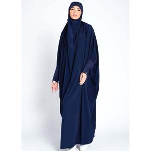 ชุดอาบายาแบบลำลองสองชิ้นสำหรับ jilbab สีน้ำเงินเครื่องแต่งกายสวดมนต์สีกรมท่าแบบมีระบายสำหรับฤดูร้อนฤดูหนาวไซส์เดียวเหมาะกับทุกคน - Product Image 5