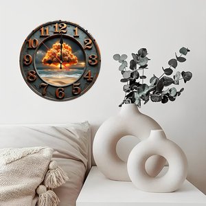 Round Wooden <b>Wall</b> <b>Clock</b> 25cm Rustic <b>Silent</b> Farmhouse Living Room Bedroom <b>Clock</b> - Product Image 3
