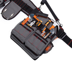 Sac de ceinture pour outils Shuangmeng'er YB-021, noir classique avec surpiqûres rouges, ceinture d'électricien, bandoulière, tissu Oxford durable - Product Image 3