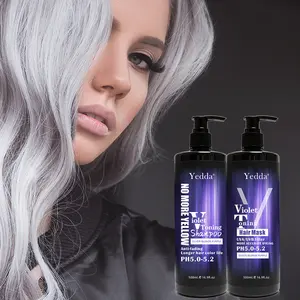 500ml Yedda Purple shampoo private label hair dye Non irritating Hair Fading Yellow After Bleach Hair Gray Remedy OEM/ODM