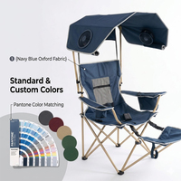 Chaise de camping pliable portable avec auvent, ventilateur et repose-pieds amovible, légère et compacte, idéale pour la plage et les pique-niques