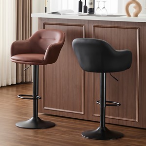 Chaise de bar pivotante et réglable en hauteur, tabouret haut simple et luxueux avec dossier, chaise de bar, chaise de caissier - Product Image 3