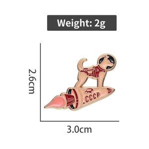 Metal Lapel <strong>Badges</strong> Galactic <strong>Rover</strong> Enamel Pins Funny Cartoon Animal Space Dog Astronaut Puppy Riding Rockets Painted Brooches - Product Image 3