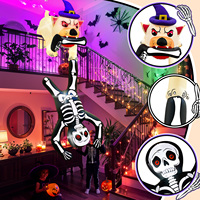 Decoración Inflable de Halloween para Exteriores Perrito que Tira de una Calavera para Decoración de Patio Adecuada para Fiestas Interiores y Exteriores Jardín
