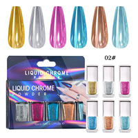 Vente en gros de poudre de miroir de chrome liquide 6 couleurs/set poudre non volante farine de miroir de liquide de laser manchon magique manucure d'art d'ongle