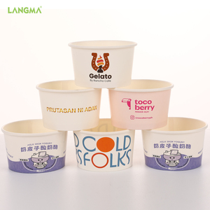 Custom Single Wall 3oz 5oz 8oz <strong>Ice</strong> <strong>Cream</strong> Cups with Paper Lids and Spoons for Confectionery Food Chocolate Tins Cookies - Product Image 1