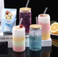 Gobelet en verre borosilicate de haute qualité avec couvercle et paille, anti-fuite, compatible lave-vaisselle et micro-ondes, couleur personnalisable, design minimaliste moderne