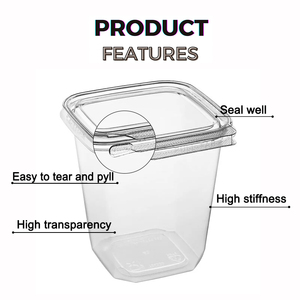 Contenedor Desechable Transparente de Plástico con Tapa Abatible y Seguro contra Manipulaciones para Alimentos, Ensaladas, Aperitivos, etc. con Logotipo OEM - Product Image 6