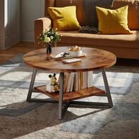 Table Basse Ronde Petite Table Basse Circulaire avec Rangement Table Centrale Ronde en Bois Moderne pour Salon Bureau Maison Petit Espace