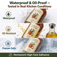 Étiquettes de condiments de qualité alimentaire, autocollants adhésifs de forme personnalisée pour l'emballage de sauces et de vinaigrettes