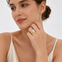 Ensemble de bagues en argent sterling 925 avec zircone, plaqué or, alliance de mariage et de fiançailles pour femmes, style géométrique européen et américain
