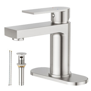 Keran Wastafel Modern Satu Tuas Warna Hitam Chrome untuk Air Panas dan Dingin dengan Katup Keramik, Model Lubang Tunggal untuk Kamar Mandi - Product Image 4